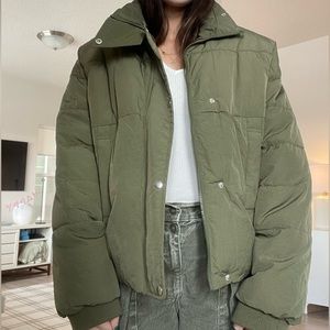Free People Army/Olive Green Puffer Jacket Adjustable